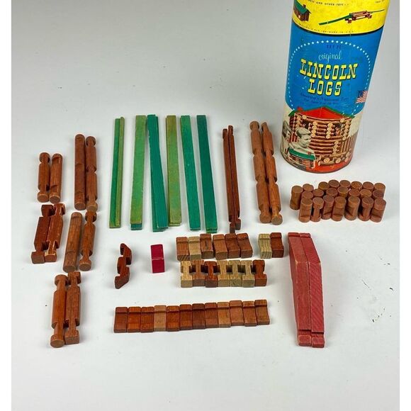 Vintage Original Lincoln Logs Set 2C - Missing Lid CK1538 - Picture 1 of 10